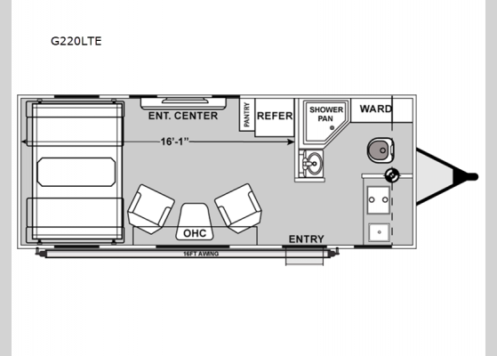 Floorplan - 2025 Genesis Supreme G220LTE Toy Hauler Travel Trailer