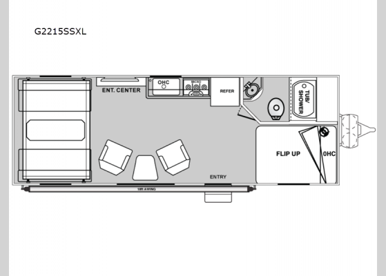 Floorplan - 2025 Genesis Supreme G2215SSXL Toy Hauler Travel Trailer