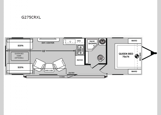 Floorplan - 2025 Genesis Supreme G275CRXL Toy Hauler Travel Trailer