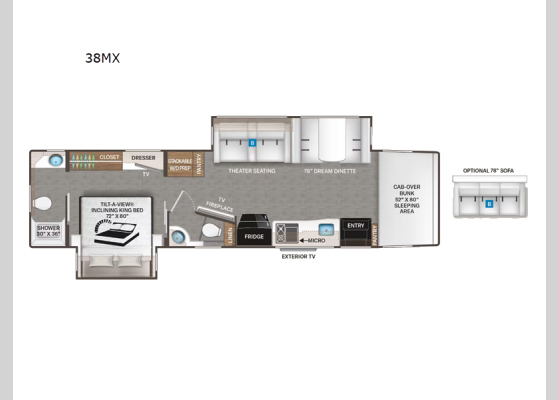 Floorplan - 2024 Pasadena 38MX Motor Home Super C - Diesel