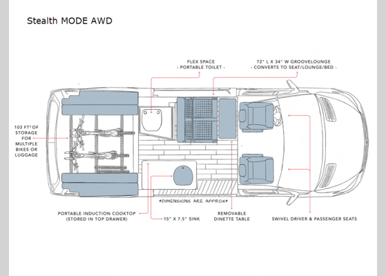 Floorplan - 2023 Storyteller Overland Stealth MODE AWD Motor Home Class B - Diesel