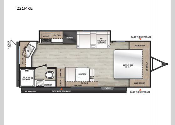 Floorplan - 2026 Catalina Summit Series 8 221MKE Travel Trailer