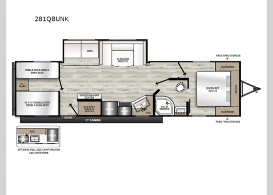 Floorplan - 2026 Catalina Summit Series 8 281QBUNK Travel Trailer