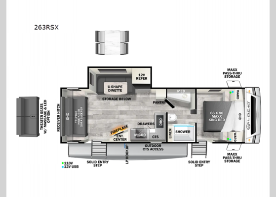 Floorplan - 2024 Wildcat ONE 263RSX Travel Trailer