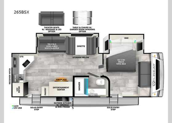 Floorplan - 2024 Wildcat ONE 265BSX Travel Trailer