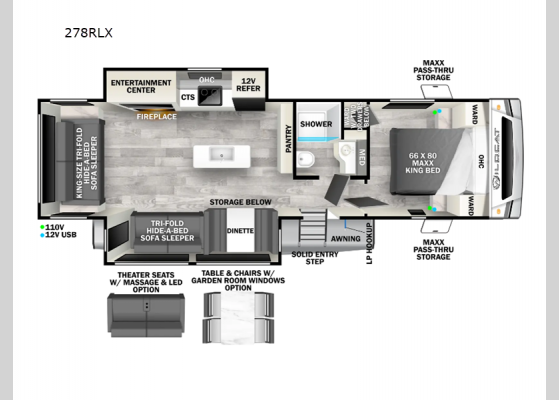 Floorplan - 2024 Wildcat MAXX 278RLX Travel Trailer