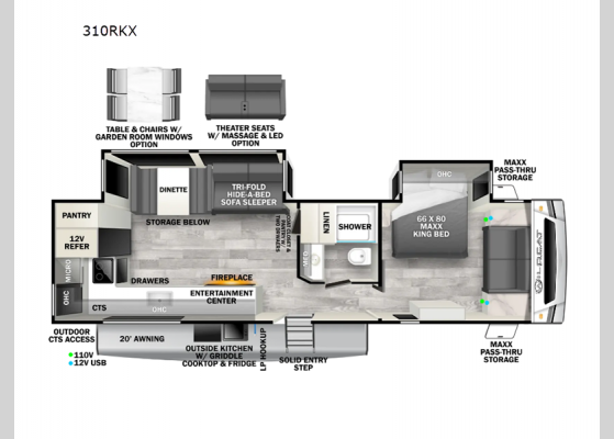 Floorplan - 2024 Wildcat MAXX 310RKX Travel Trailer