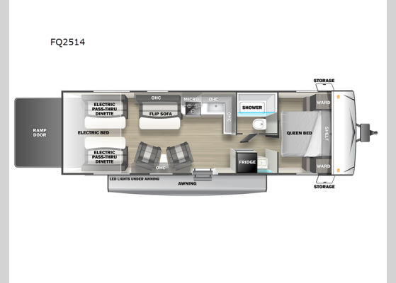 Floorplan - 2023 Stealth FQ2514 Toy Hauler Travel Trailer