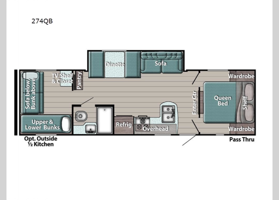 Floorplan - 2024 Innsbruck Ultra Lite 274QB Travel Trailer