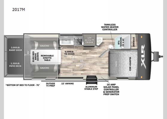 Floorplan - 2024 XLR Micro Boost 2017M Toy Hauler Travel Trailer