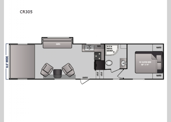 Floorplan - 2024 Vortex Limited CR305 Toy Hauler Fifth Wheel