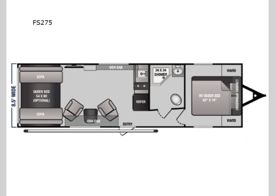 Floorplan - 2024 Vortex Limited FS275 Toy Hauler Travel Trailer