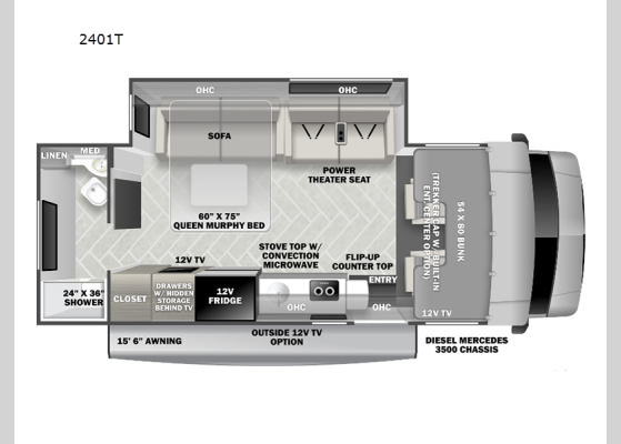 Floorplan - 2025 Forester MBS 2401T Motor Home Class C - Diesel