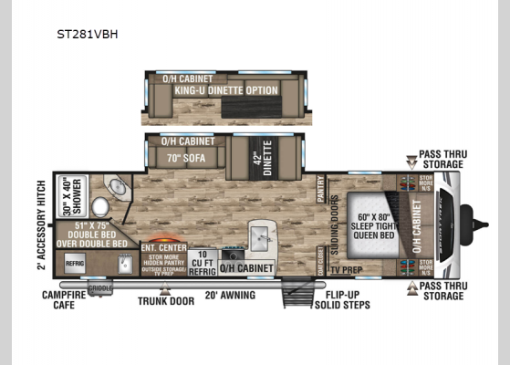 Floorplan - 2024 SportTrek ST281VBH Travel Trailer