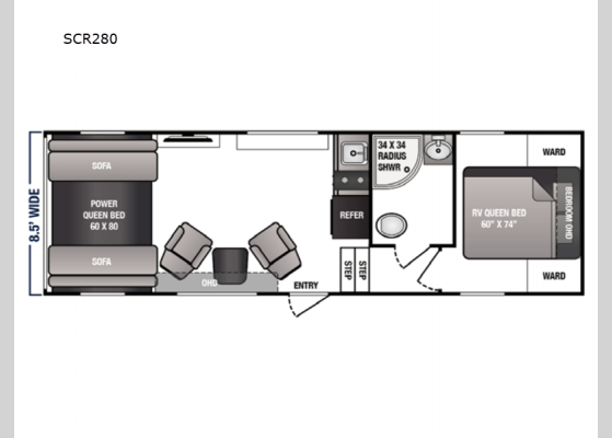 Floorplan - 2024 Sandsport Limited SCR280 Toy Hauler Fifth Wheel