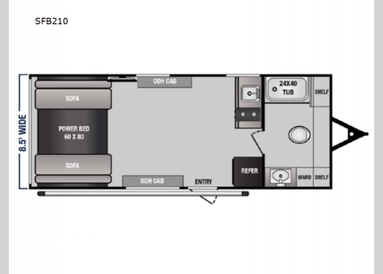 Floorplan - 2024 Sandsport Limited SFB210 Toy Hauler Travel Trailer