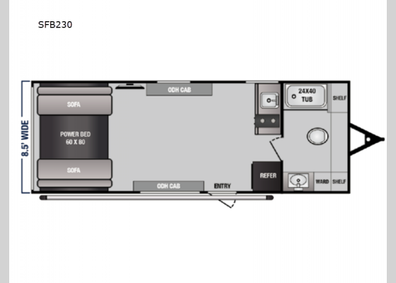 Floorplan - 2024 Sandsport Limited SFB230 Toy Hauler Travel Trailer