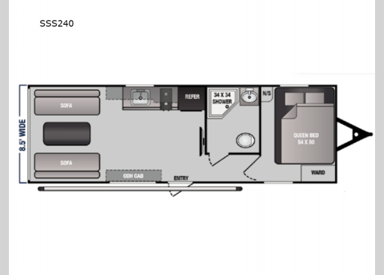 Floorplan - 2024 Sandsport Limited SSS240 Toy Hauler Travel Trailer