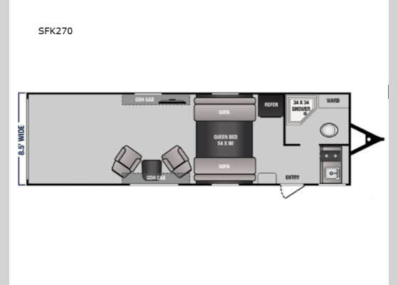 Floorplan - 2024 Sandsport Limited SFK270 Toy Hauler Travel Trailer