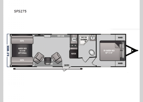 Floorplan - 2024 Sandsport Limited SFS275 Toy Hauler Travel Trailer