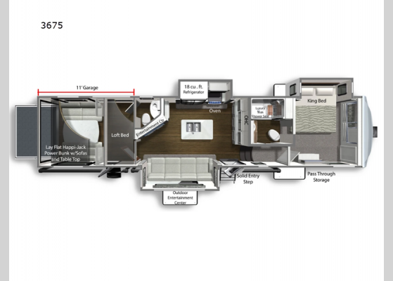 Floorplan - 2023 Voltage 3675 Toy Hauler Fifth Wheel