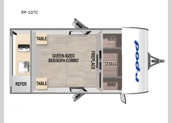 Floorplan - 2024 R Pod RP-107C Travel Trailer