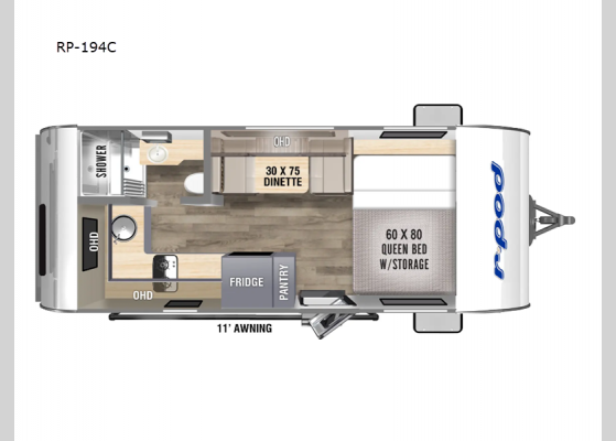 Floorplan - 2024 R Pod RP-194C Travel Trailer