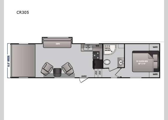 Floorplan - 2024 Rage'n Limited CR305 Toy Hauler Fifth Wheel