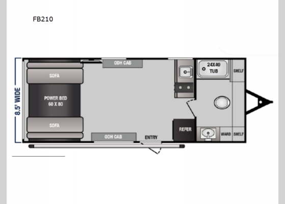 Floorplan - 2024 Rage'n Limited FB210 Toy Hauler Travel Trailer