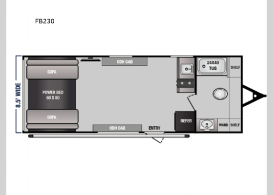 Floorplan - 2024 Rage'n Limited FB230 Toy Hauler Travel Trailer