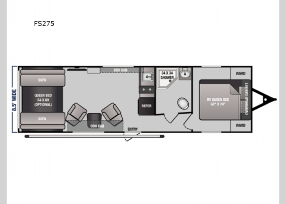 Floorplan - 2024 Rage'n Limited FS275 Toy Hauler Travel Trailer