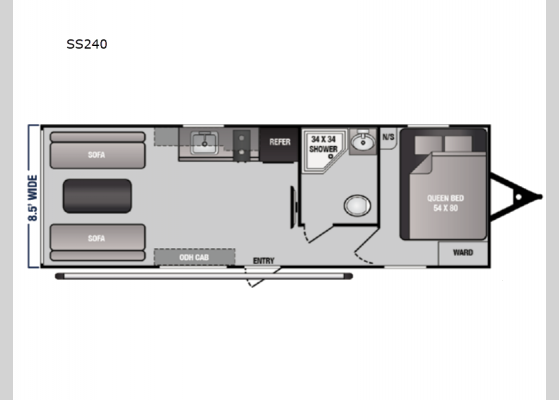 Floorplan - 2024 Rage'n Limited SS240 Toy Hauler Travel Trailer