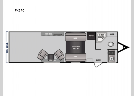 Floorplan - 2024 Rage'n Limited FK270 Toy Hauler Travel Trailer