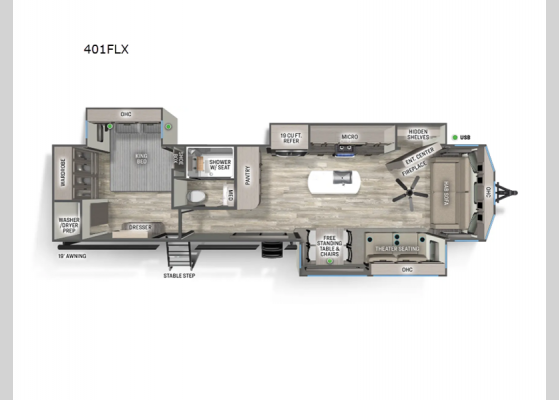 Floorplan - 2025 Sierra Destination Trailers 401FLX Destination Trailer