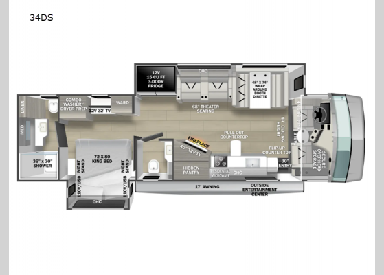 Floorplan - 2025 FR3 34DS Motor Home Class A