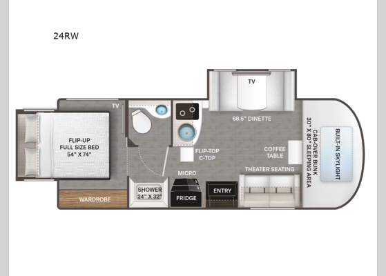 Floorplan - 2025 Tiburon Sprinter 24RW Motor Home Class C - Diesel