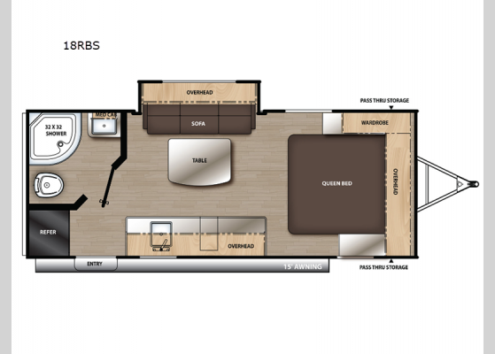 Floorplan - 2024 Aurora 18RBS Travel Trailer