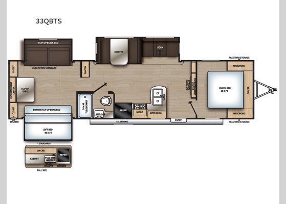 Floorplan - 2024 Aurora 33QBTS Travel Trailer