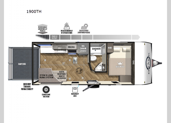 Floorplan - 2023 Ozark 1900TH Toy Hauler Travel Trailer
