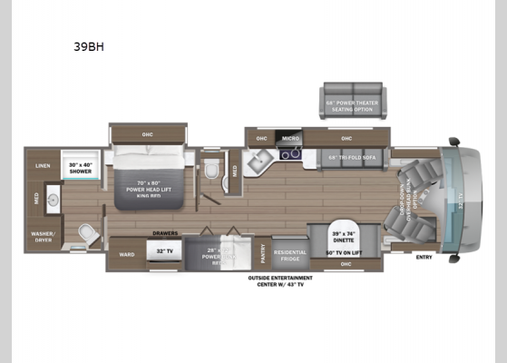 Floorplan - 2025 Reatta XL 39BH Motor Home Class A - Diesel