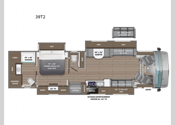 Floorplan - 2025 Reatta XL 39T2 Motor Home Class A - Diesel