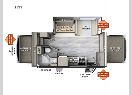Floorplan - 2023 Flagstaff Shamrock 21SS Expandable