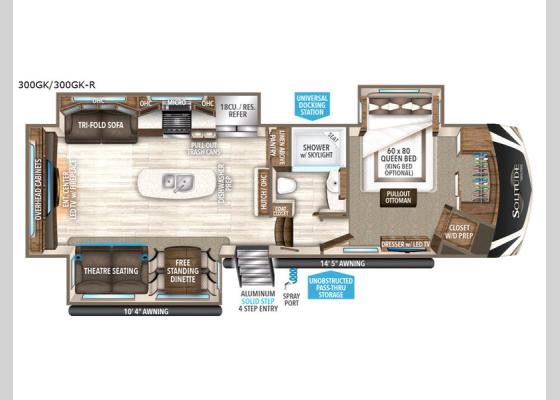 Floorplan - 2018 Solitude 300GK Fifth Wheel
