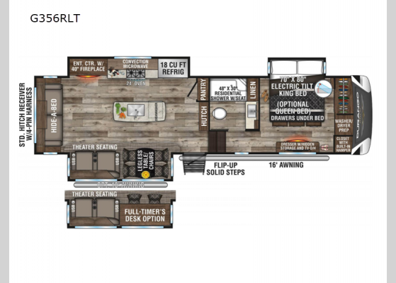 Floorplan - 2022 Durango Gold G356RLT Fifth Wheel