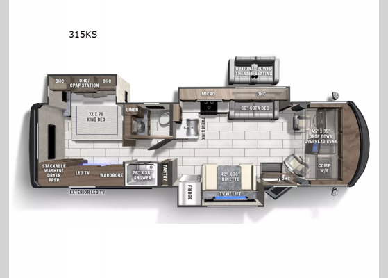 Floorplan - 2024 Mirada 315KS Motor Home Class A