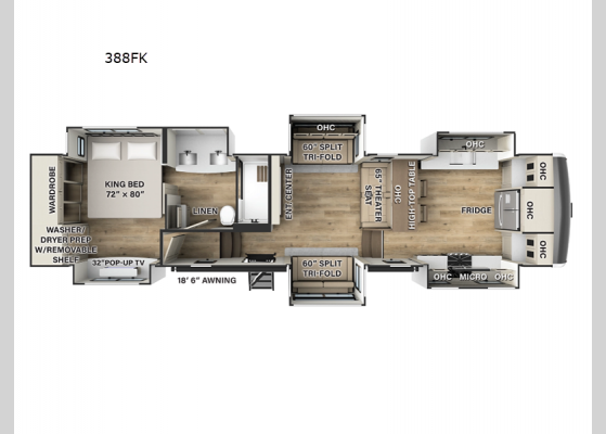 Floorplan - 2024 Columbus 388FK Fifth Wheel