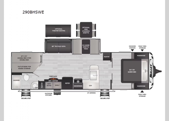 Floorplan - 2024 Bullet 290BHSWE Travel Trailer