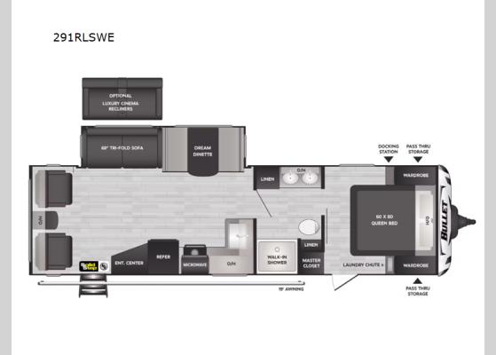 Floorplan - 2024 Bullet 291RLSWE Travel Trailer