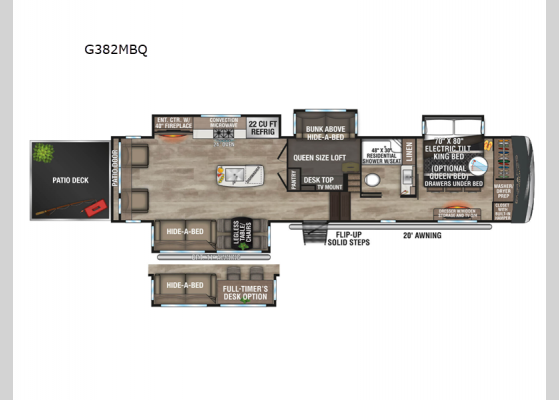 Floorplan - 2024 Durango Gold G382MBQ Fifth Wheel