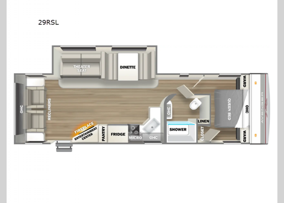 Floorplan - 2024 Avenger 29RSL Travel Trailer